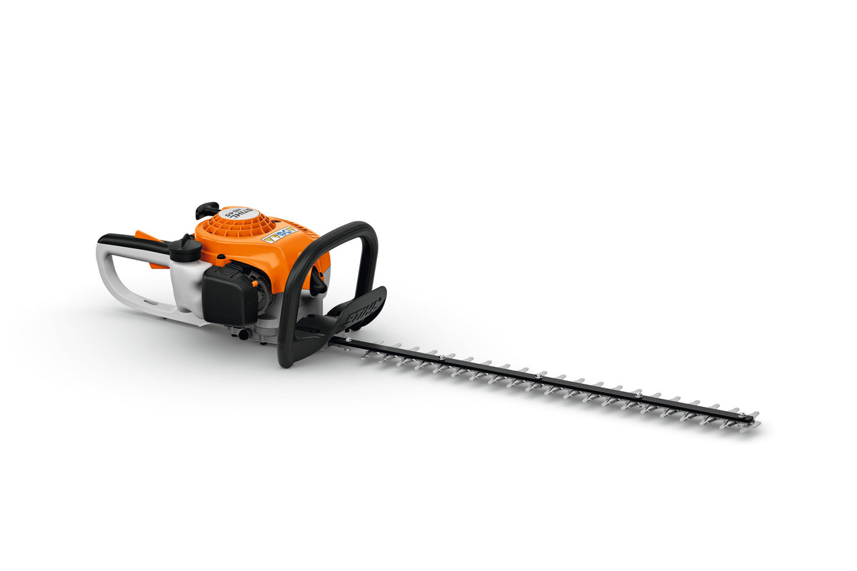 STIHL HS 45 gas hedge trimmer, angled view
