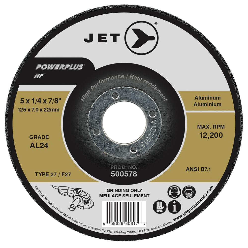 JET Powerplus AL24 Aluminum Grinding Disc 5" x 1/4" x 7/8" 500578