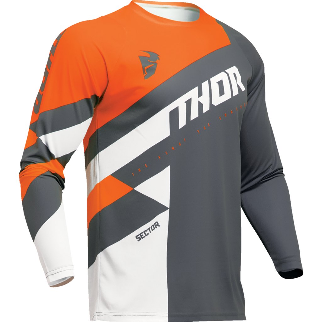 Thor Youth Sector Checker Jersey Charcoal/Orange Size L 2912-2416