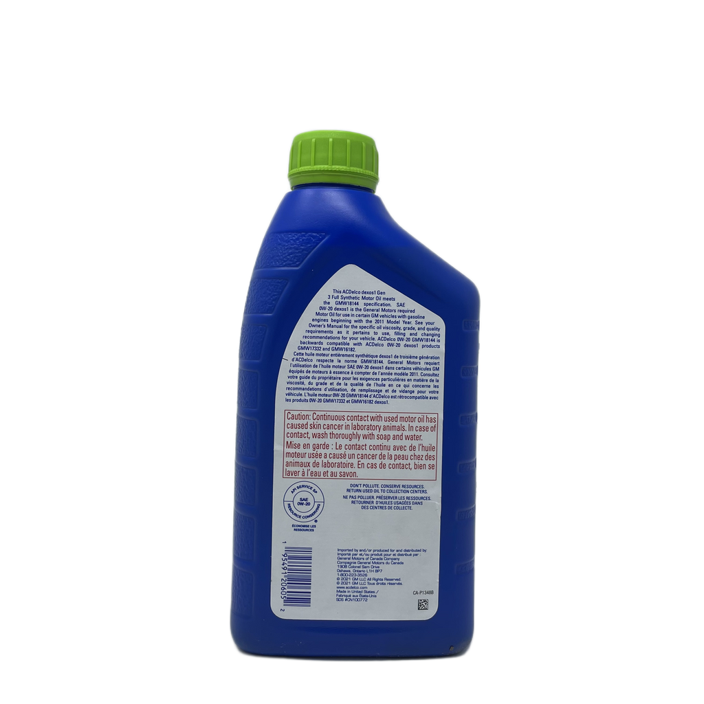 ACDelco Dexos1 GEN3 0W-20 Synthetic Engine Oil 1L 19432456