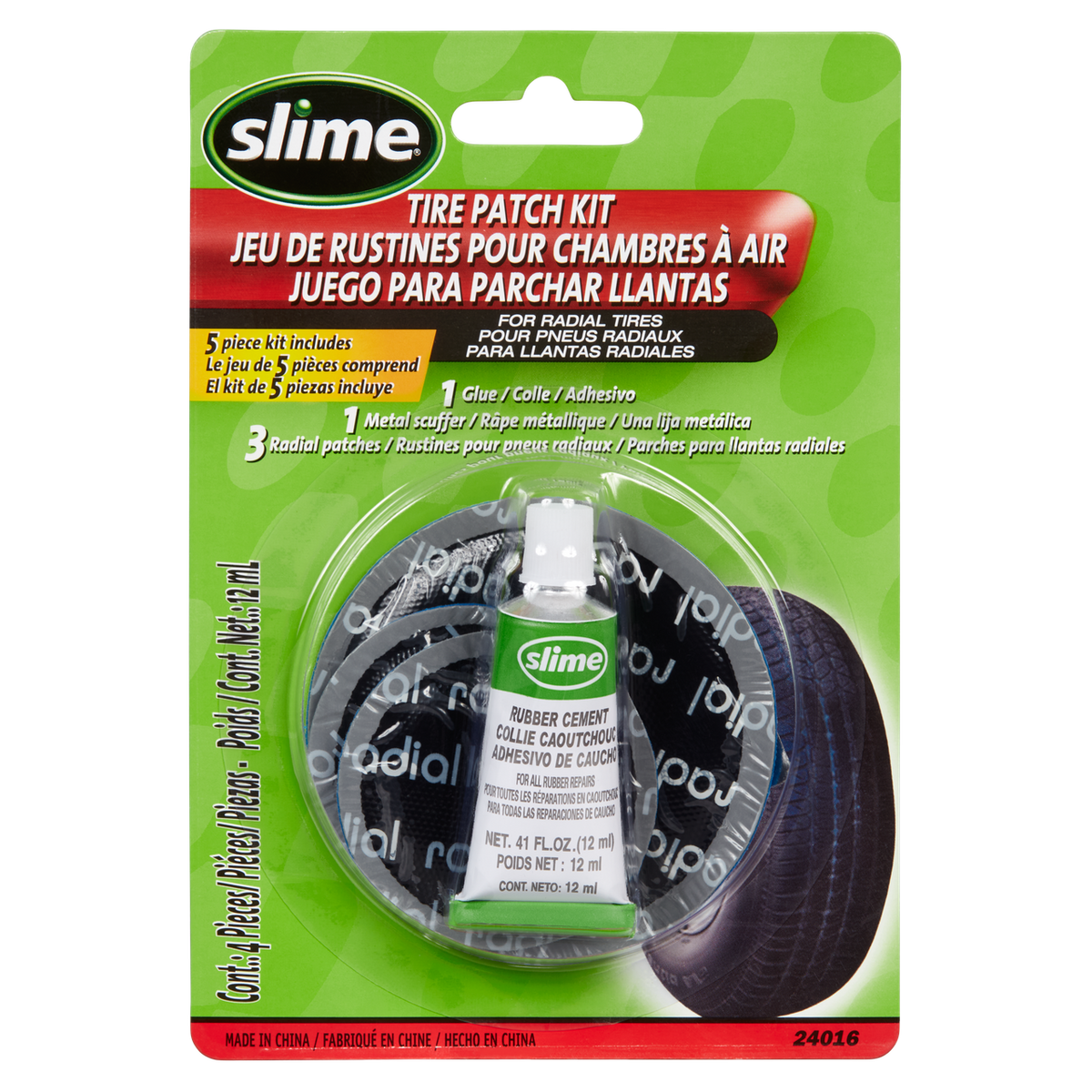 Slime Tire Patch Kit with Glue 5 Piece 24016