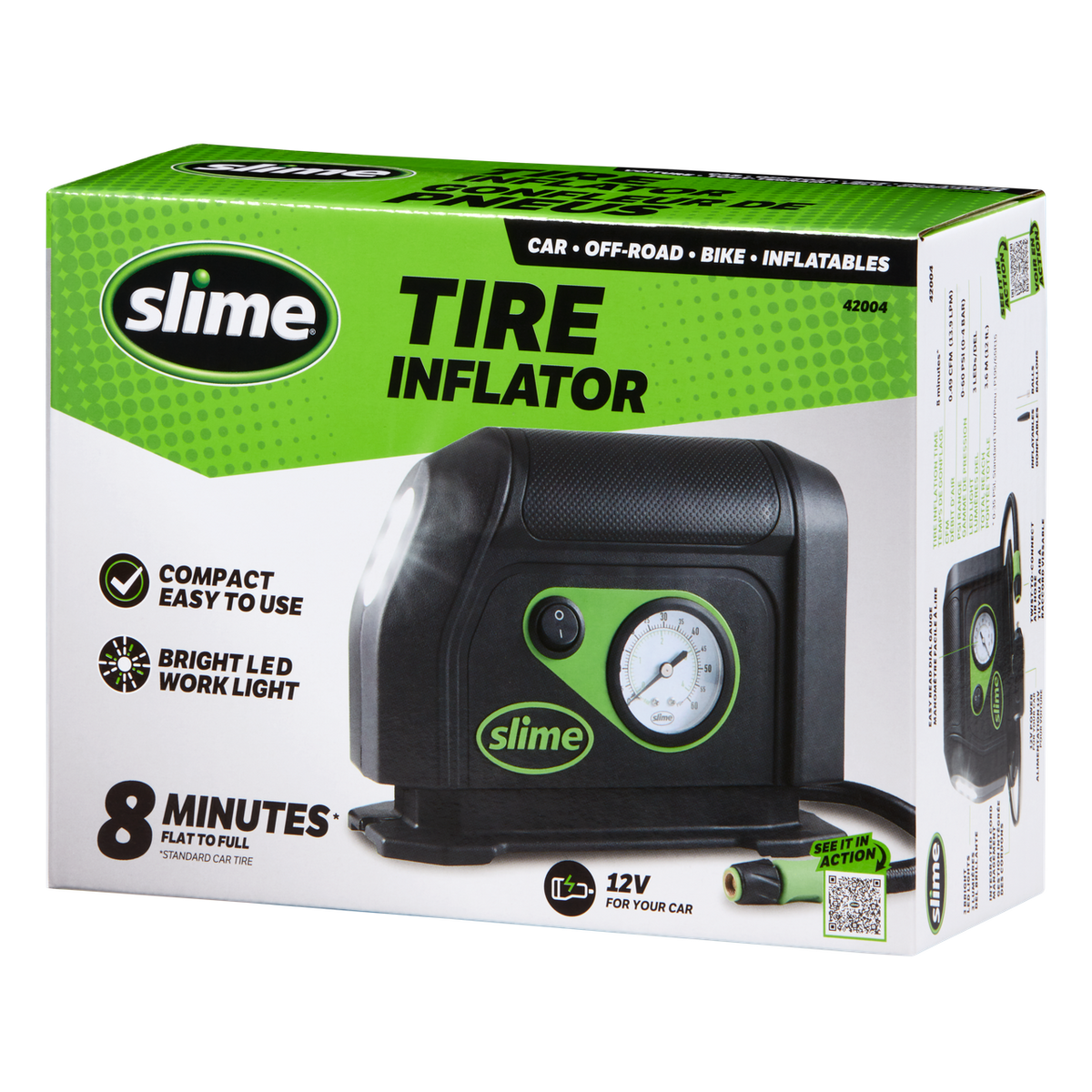 Slime 12V Tire Inflator with LED Light 42004