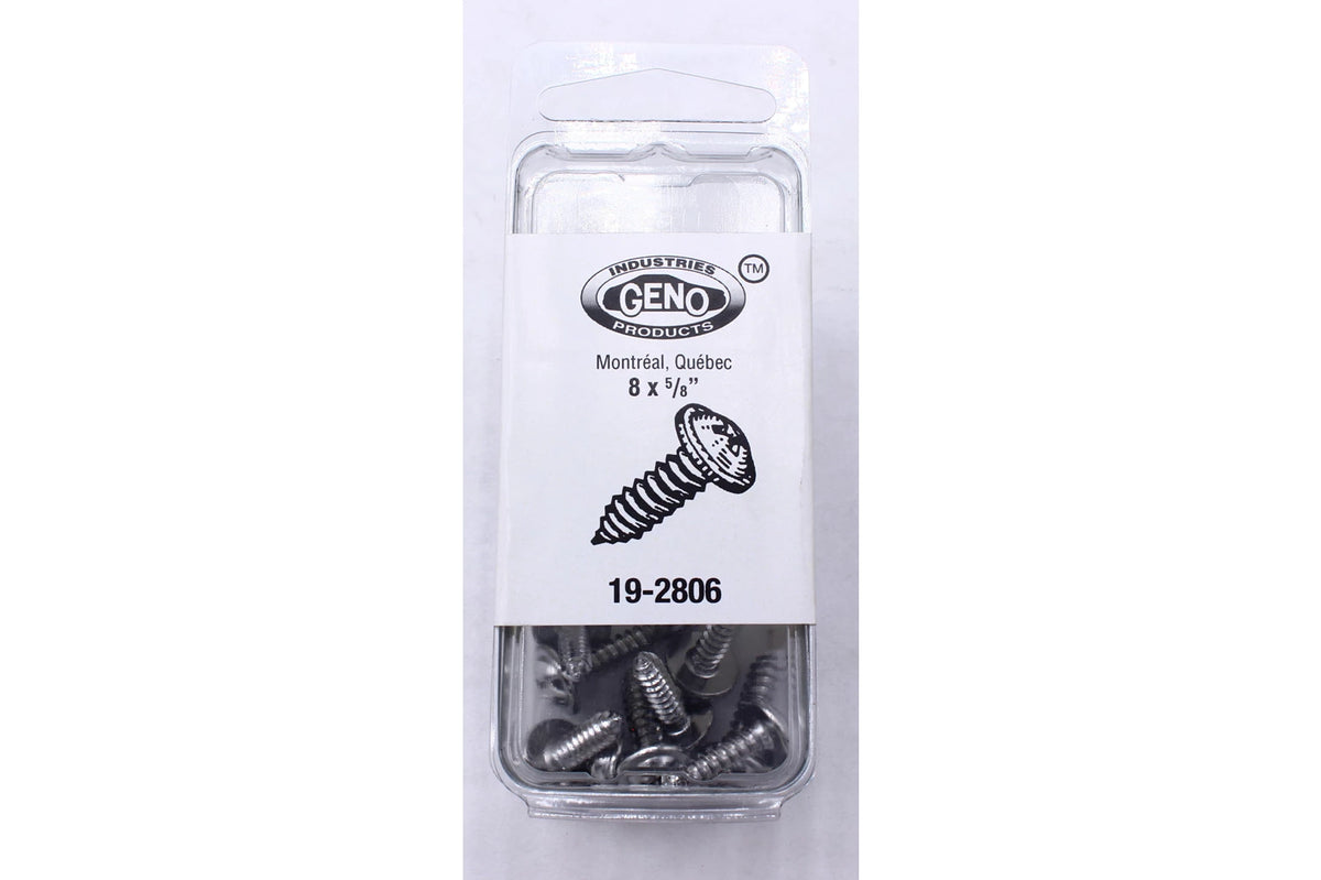 Geno Phillips Round Washer Head Tapping Screw Chrome #8 x 5/8 in 10 Pack 19-2806