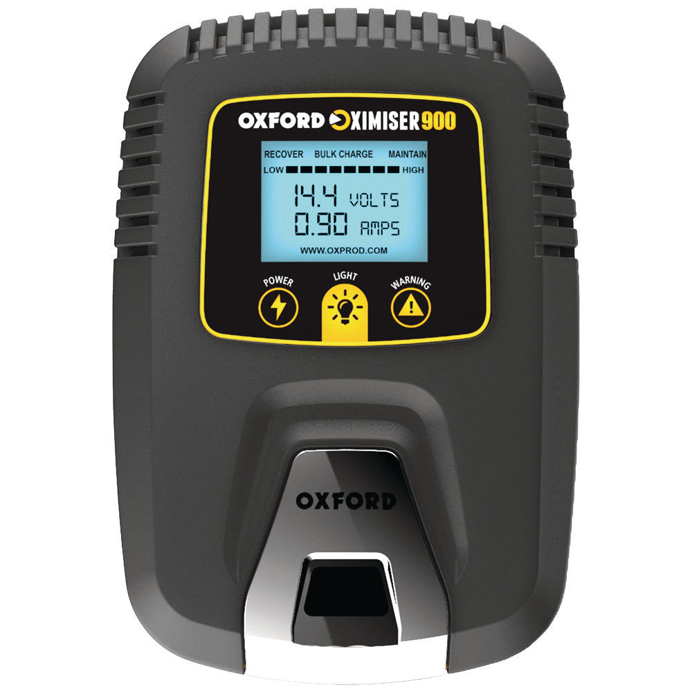 Oxford Oximiser 900 12V battery charger and maintainer, front view